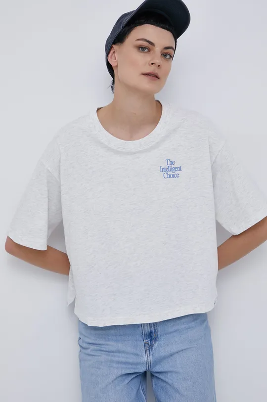 szary New Balance T-shirt bawełniany WT13561SAH Damski