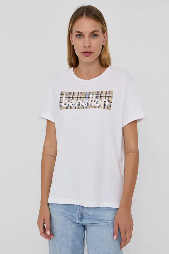 білий Бавовняна футболка United Colors of Benetton Жіночий