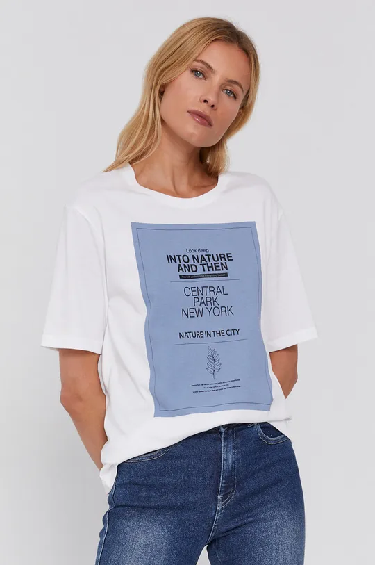 biały United Colors of Benetton T-shirt bawełniany