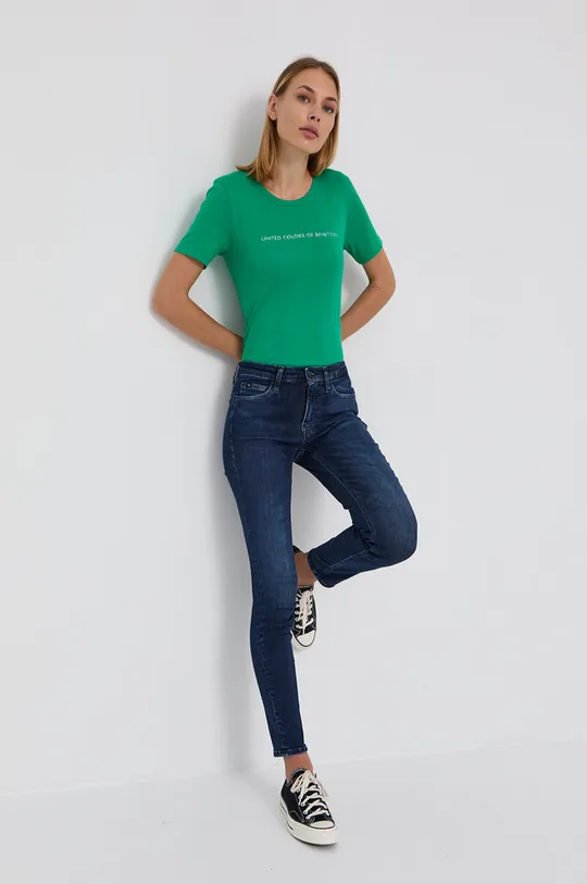 United Colors of Benetton T-shirt bawełniany zielony