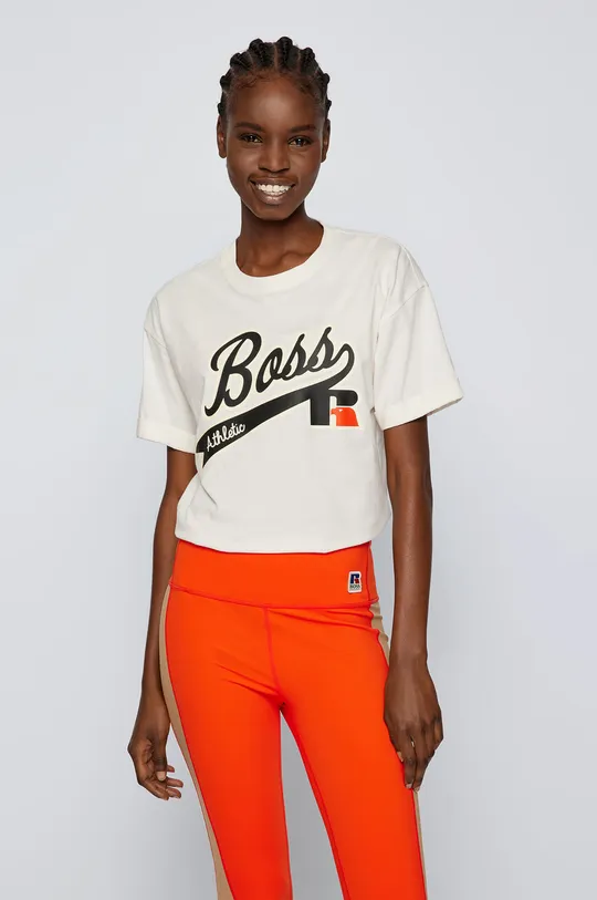 μπεζ Βαμβακερό μπλουζάκι Boss BOSS X RUSSEL ATHLETIC Γυναικεία