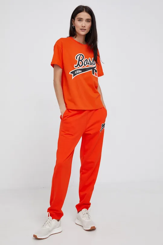 Βαμβακερό μπλουζάκι Boss BOSS X RUSSEL ATHLETIC πορτοκαλί