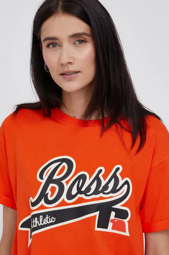 πορτοκαλί Βαμβακερό μπλουζάκι Boss BOSS X RUSSEL ATHLETIC