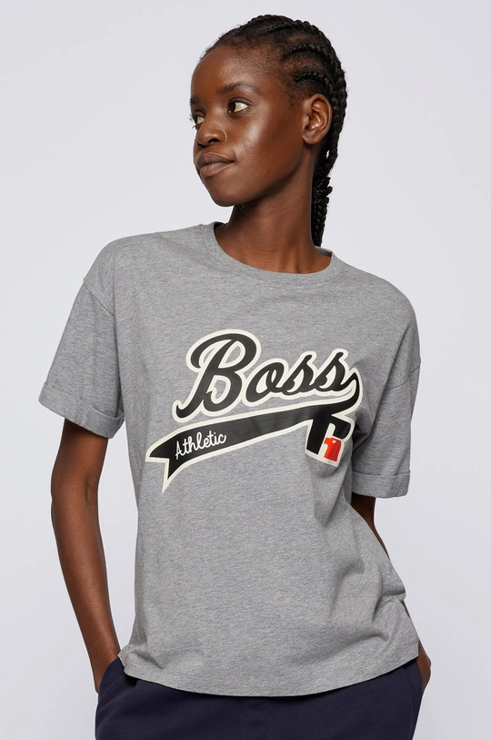 szary Boss T-shirt bawełniany 50466072