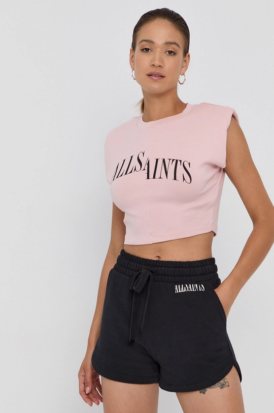 różowy AllSaints Top CONI CROP DROPOUT TA Damski