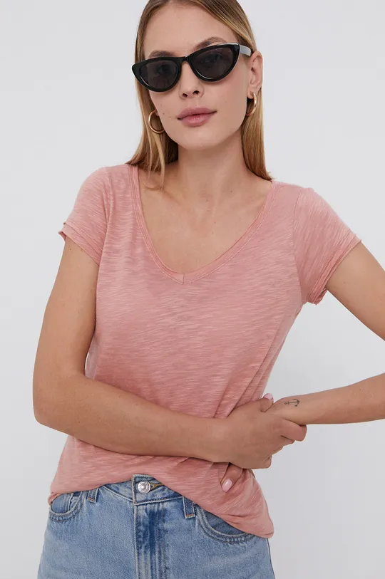 różowy Sisley T-shirt Damski