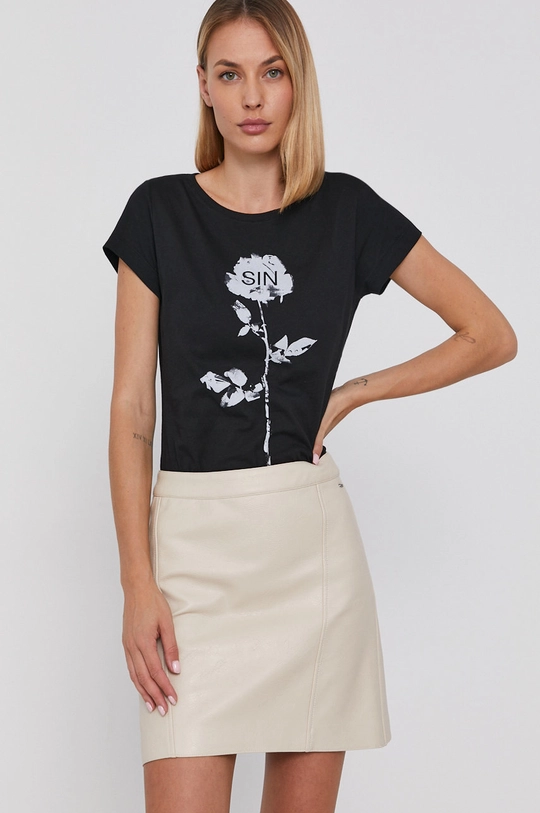 Sisley T-shirt bawełniany czarny