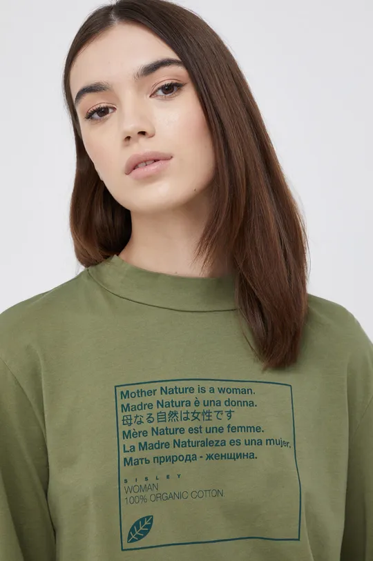 zielony Sisley T-shirt bawełniany