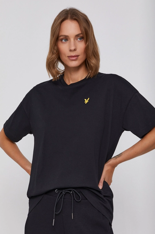 czarny Lyle & Scott T-shirt bawełniany Damski