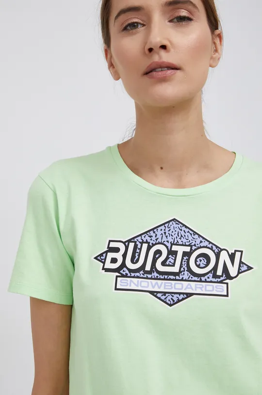зелёный Хлопковая футболка Burton Женский