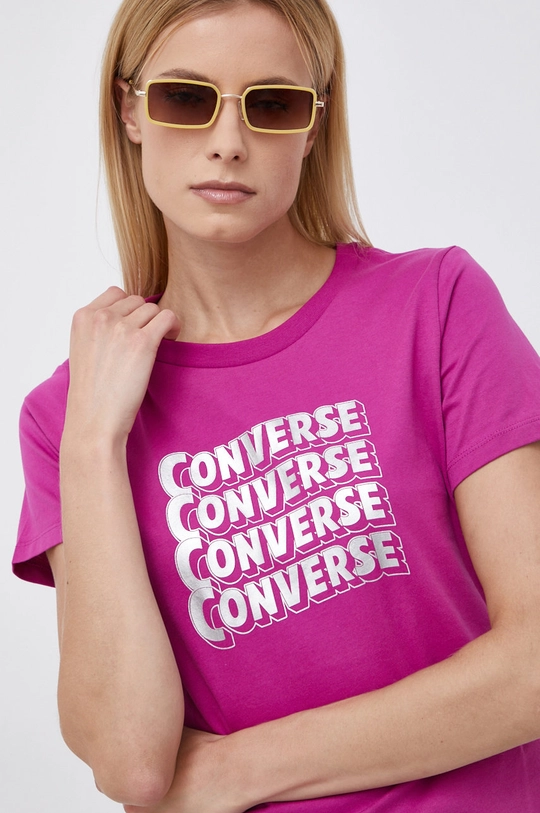 różowy Converse - T-shirt bawełniany Damski