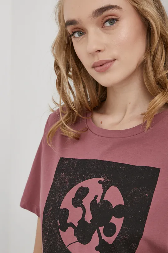 ružová Bavlnené tričko Only x Disney