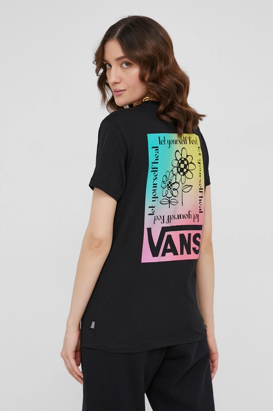 czarny Vans T-shirt bawełniany