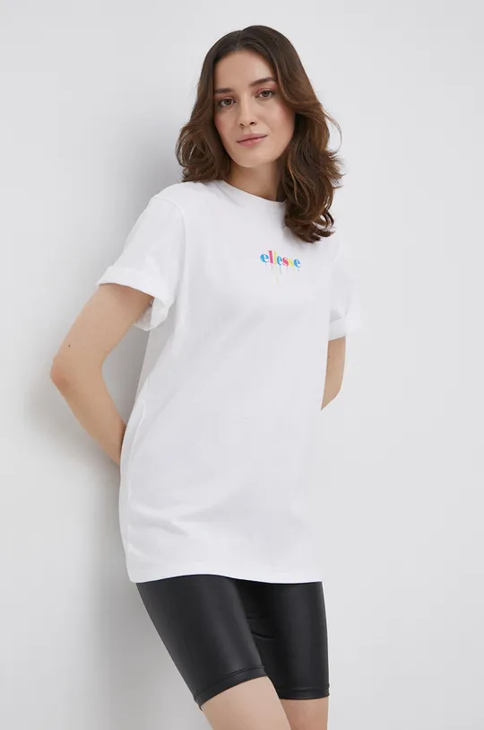 biały Ellesse T-shirt bawełniany Damski