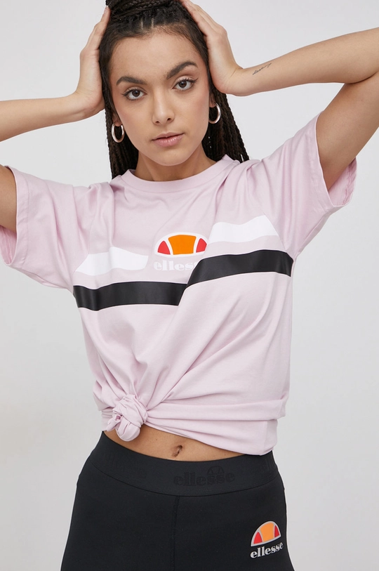 różowy Ellesse T-shirt bawełniany