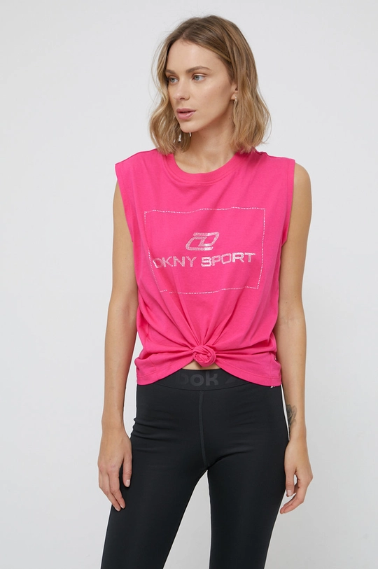 Dkny Top bawełniany DP1T8118 różowy