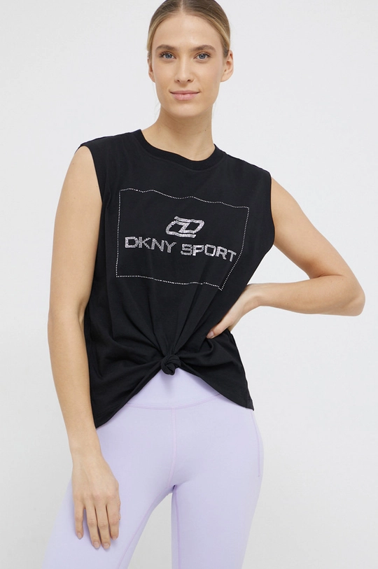 czarny Dkny Top bawełniany DP1T8118 Damski