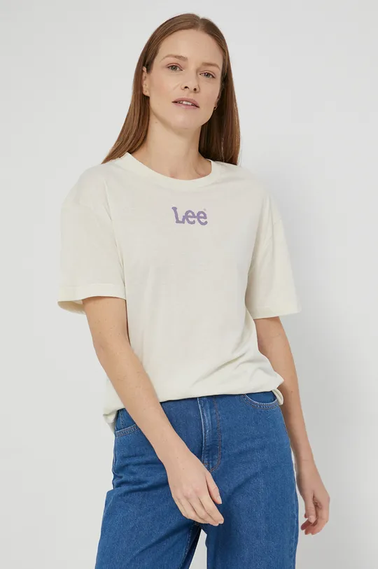 beżowy Lee T-shirt Damski
