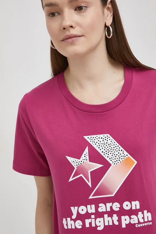Converse T-shirt bawełniany różowy