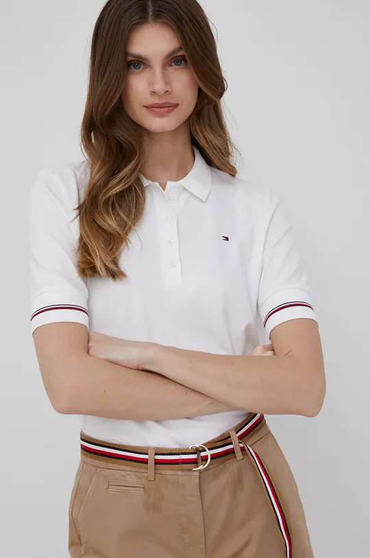 λευκό Βαμβακερό μπλουζάκι πόλο Tommy Hilfiger Γυναικεία