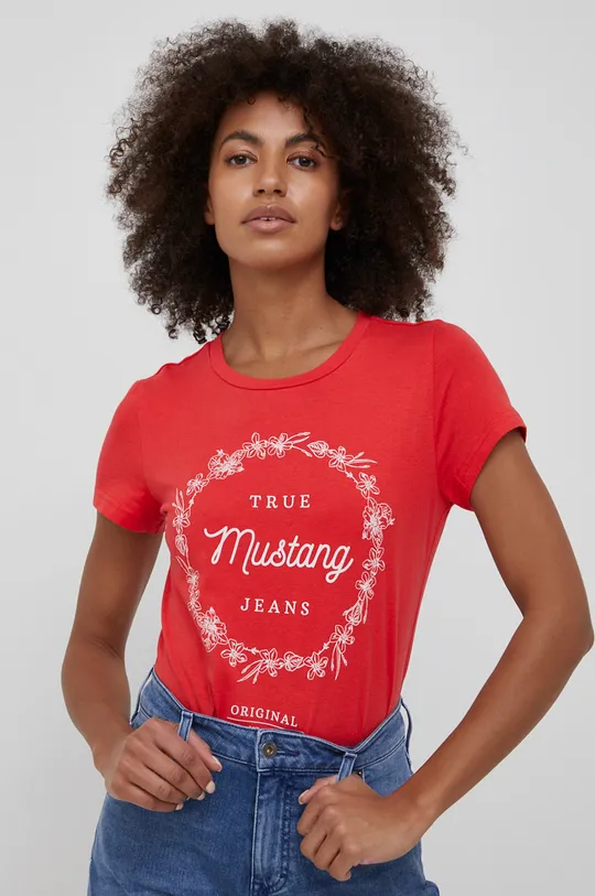 κόκκινο Mustang - Βαμβακερό μπλουζάκι Γυναικεία