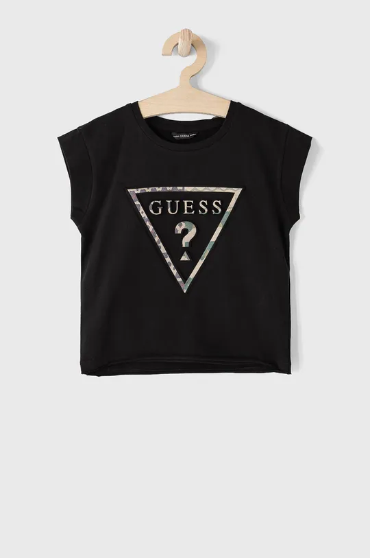 czarny Guess T-shirt dziecięcy Dziewczęcy