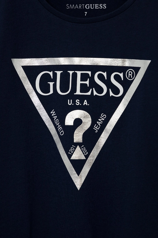 Otroški bombažen t-shirt Guess mornarsko modra