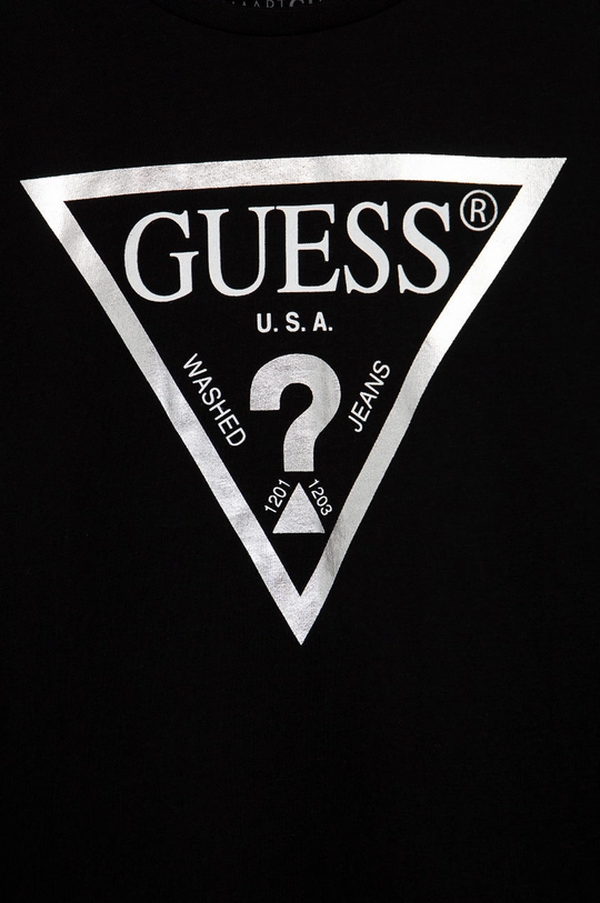 Παιδικό βαμβακερό μπλουζάκι Guess μαύρο