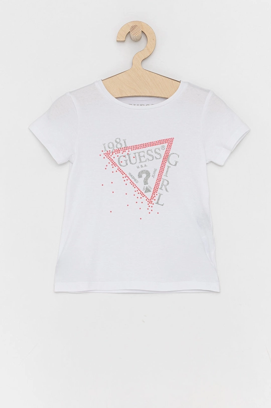 biały Guess T-shirt bawełniany dziecięcy Dziewczęcy