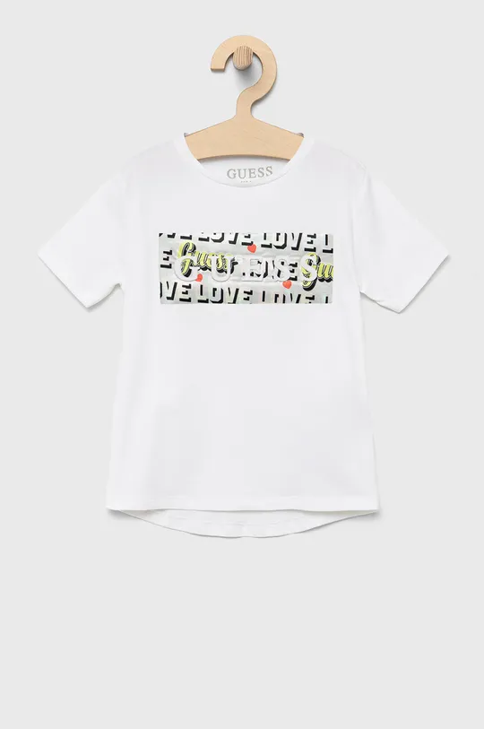 biały Guess T-shirt dziecięcy Dziewczęcy