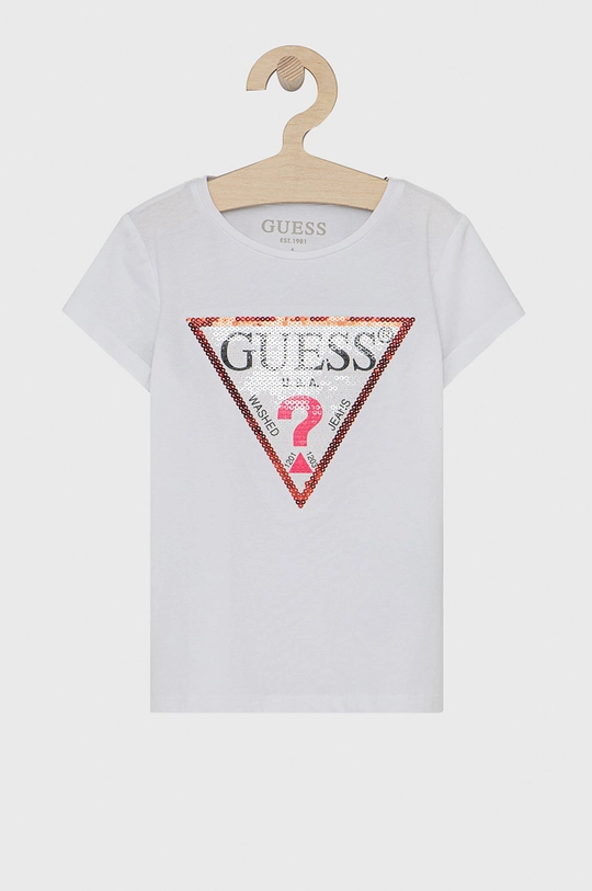 biały Guess T-shirt dziecięcy Dziewczęcy