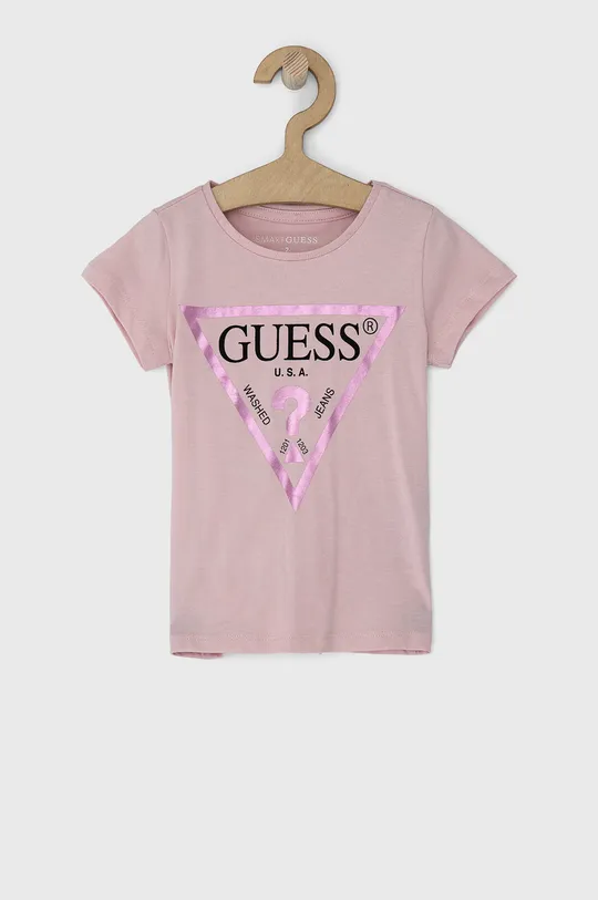roza Otroški bombažen t-shirt Guess Dekliški