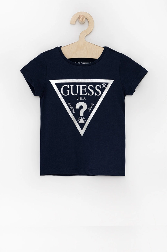 σκούρο μπλε Παιδικό βαμβακερό μπλουζάκι Guess Για κορίτσια