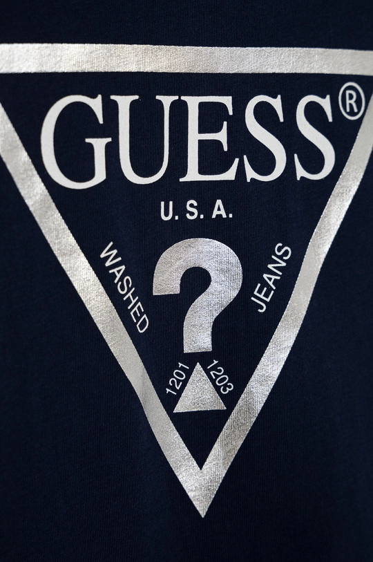 Дитяча бавовняна футболка Guess темно-синій