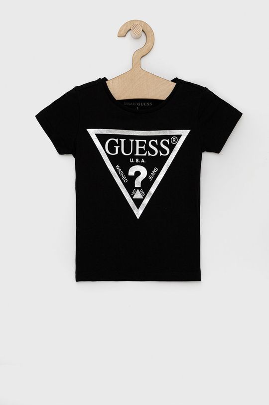 czarny Guess T-shirt bawełniany dziecięcy Dziewczęcy