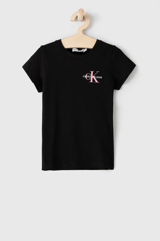 czarny Calvin Klein Jeans T-shirt dziecięcy IG0IG00573.4890 Dziewczęcy