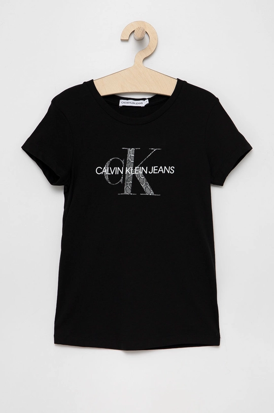 czarny Calvin Klein Jeans T-shirt dziecięcy IG0IG01203.4890 Dziewczęcy