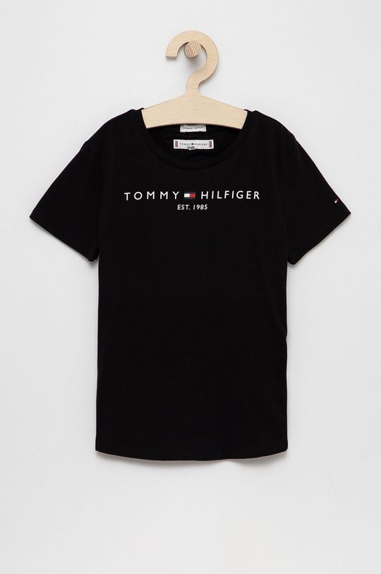 černá Dětské bavlněné tričko Tommy Hilfiger Dívčí