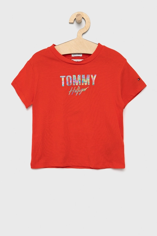 pomarańczowy Tommy Hilfiger - T-shirt bawełniany dziecięcy Dziewczęcy