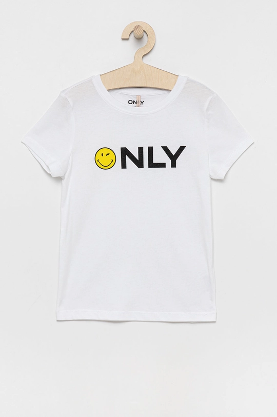 biały Kids Only T-shirt bawełniany dziecięcy x Smiley Dziewczęcy