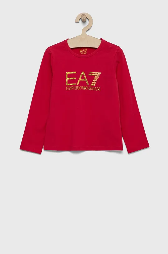 ružová Detské tričko s dlhým rukávom EA7 Emporio Armani Dievčenský