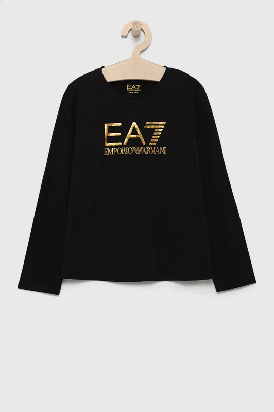 čierna Detské tričko s dlhým rukávom EA7 Emporio Armani Dievčenský