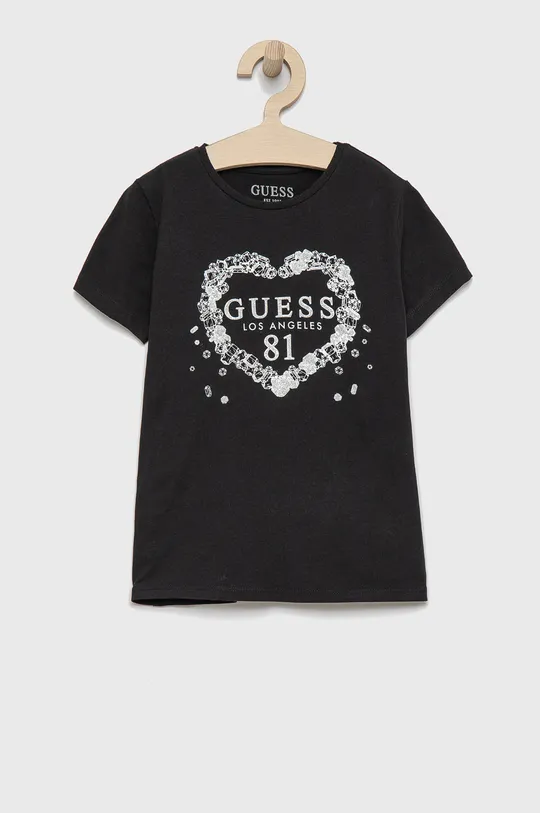 czarny Guess T-shirt dziecięcy Dziewczęcy
