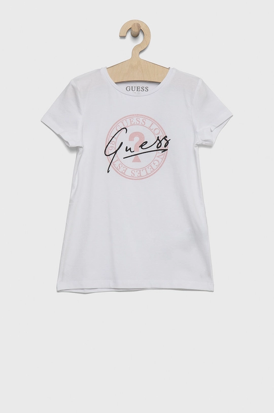 biały Guess T-shirt dziecięcy Dziewczęcy