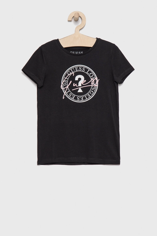 czarny Guess T-shirt dziecięcy Dziewczęcy