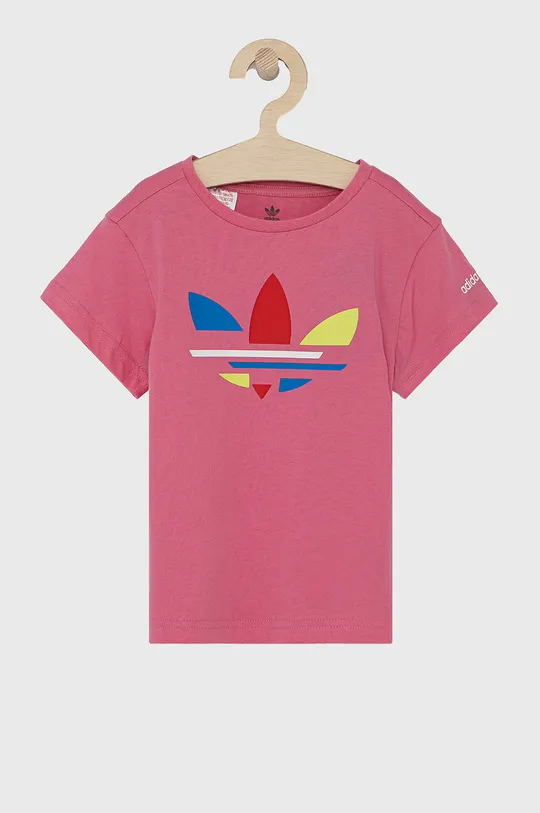 розовый Детская хлопковая футболка adidas Originals Для девочек