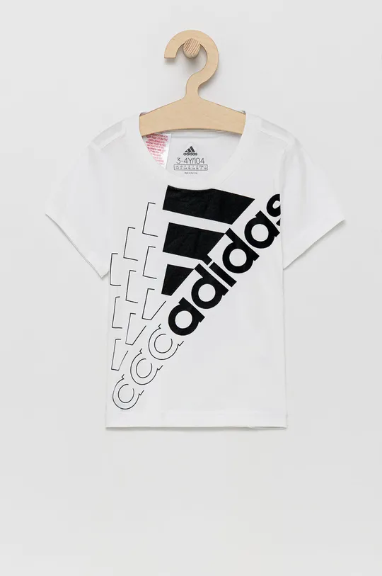 biały adidas T-shirt bawełniany dziecięcy GS2186 Dziewczęcy