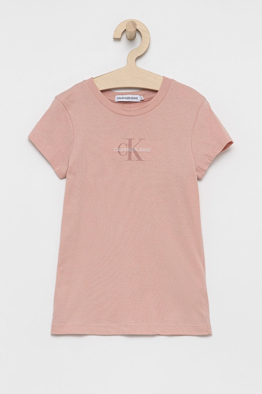 różowy Calvin Klein Jeans T-shirt bawełniany dziecięcy IG0IG01221.4890 Dziewczęcy