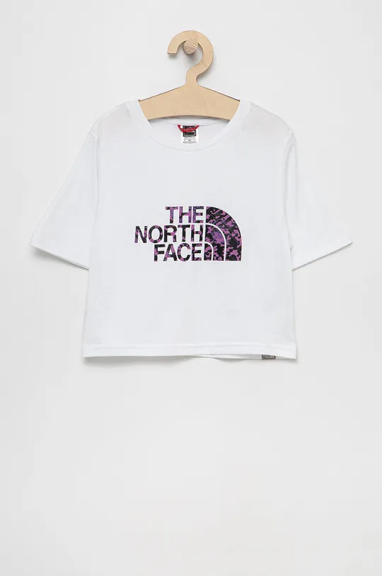 білий Дитяча бавовняна футболка The North Face Для дівчаток