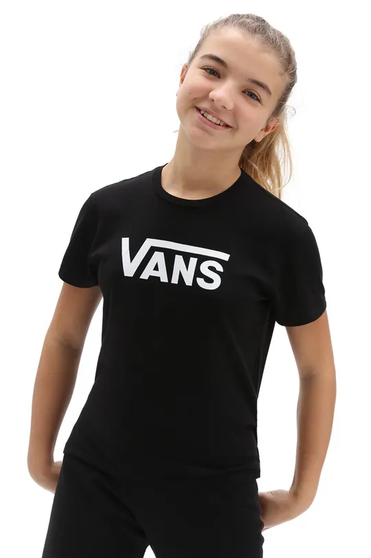 чёрный Детская хлопковая футболка Vans Для девочек